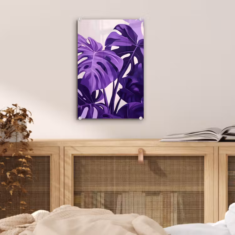 Glas schilderij - Bladeren - Paars - Tropisch - Abstract — 5