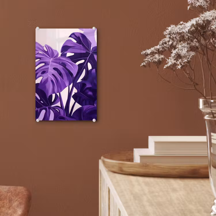 Glas schilderij - Bladeren - Paars - Tropisch - Abstract — 6