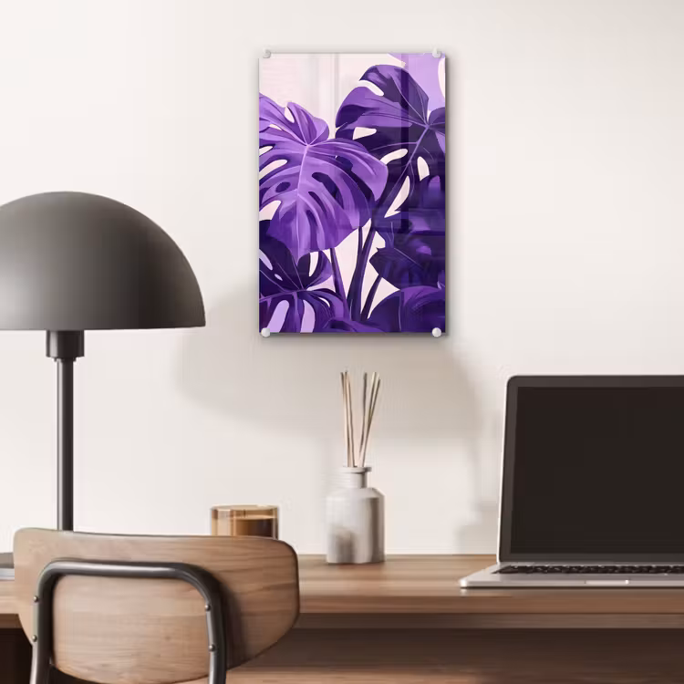 Glas schilderij - Bladeren - Paars - Tropisch - Abstract — 7