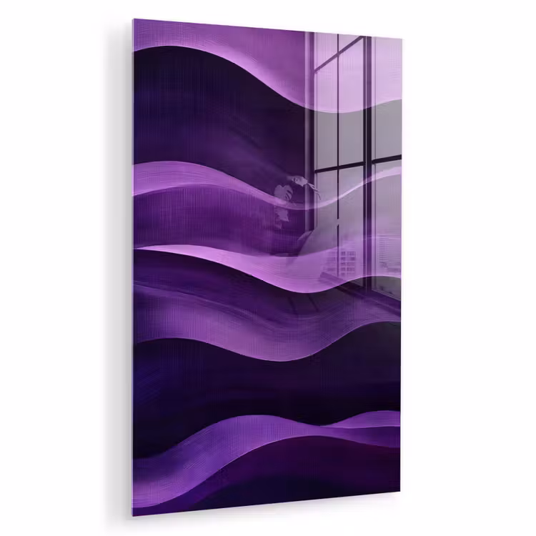 Glas schilderij - Golven - Abstract - Paars — 1