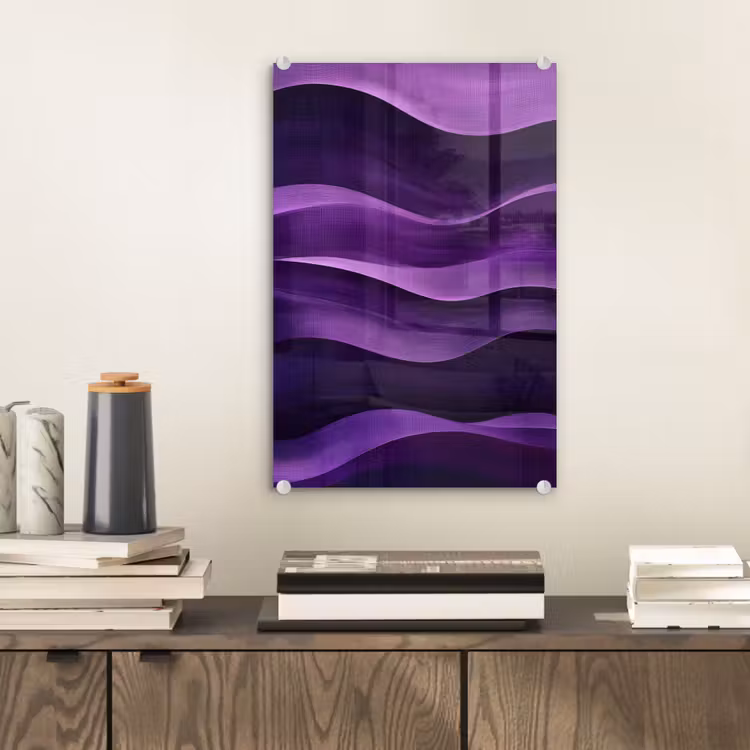 Glas schilderij - Golven - Abstract - Paars — 2