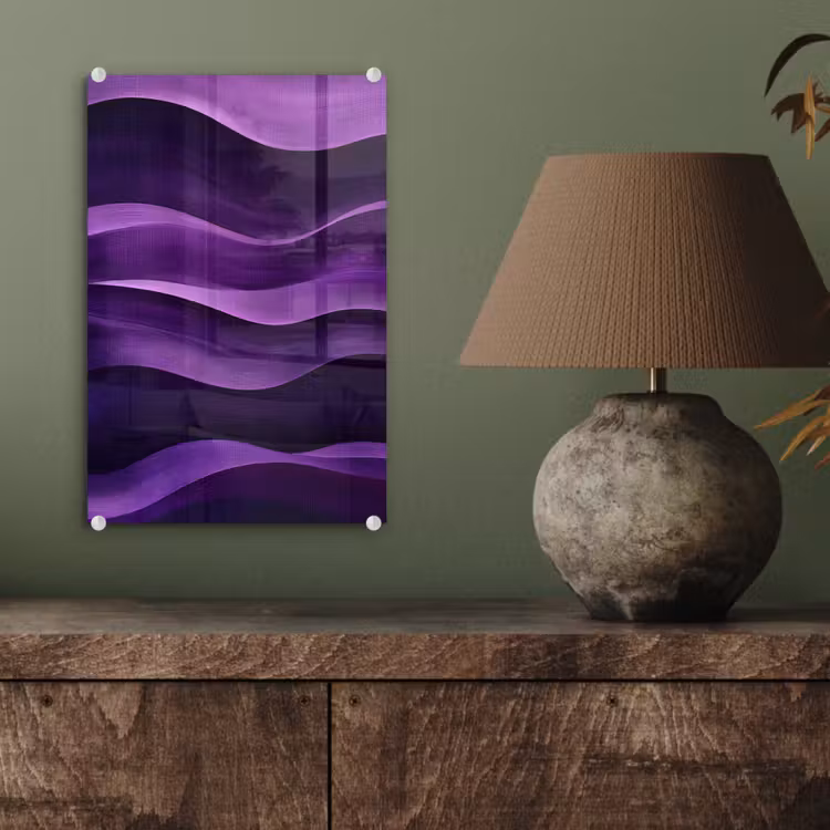Glas schilderij - Golven - Abstract - Paars — 4