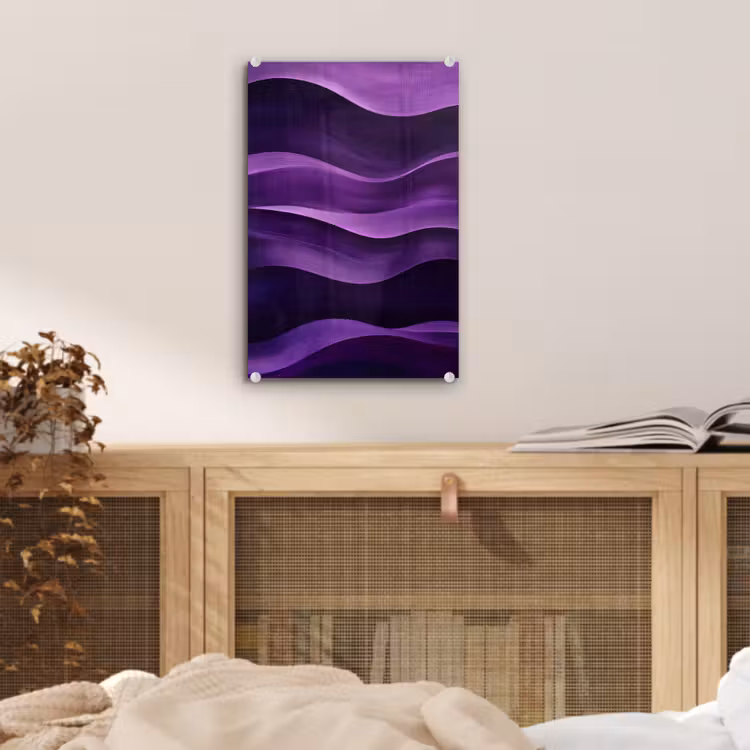 Glas schilderij - Golven - Abstract - Paars — 5
