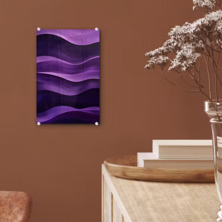 Glas schilderij - Golven - Abstract - Paars — 6