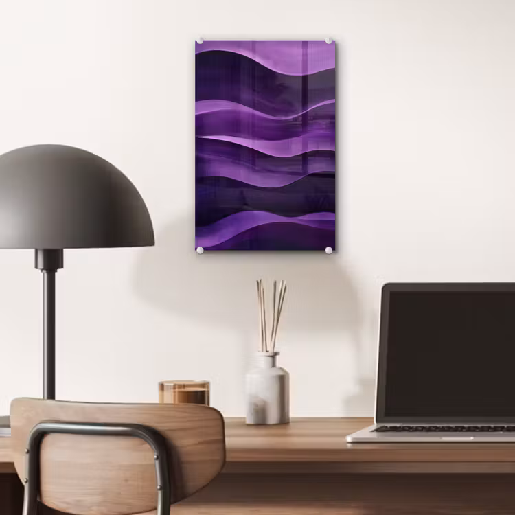 Glas schilderij - Golven - Abstract - Paars — 7