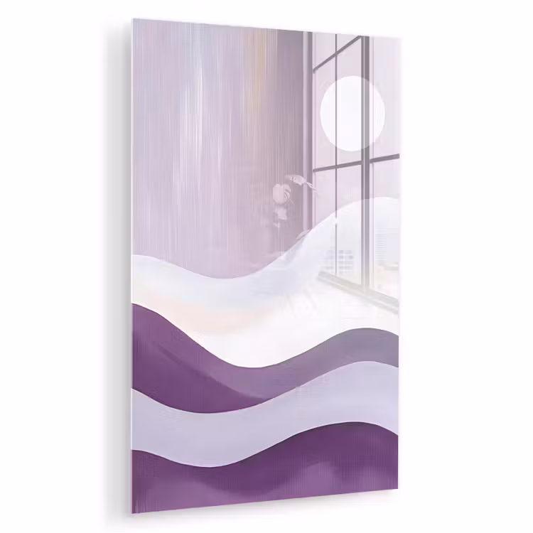 Glas schilderij - Golven - Heuvels - Abstract - Paars — 1