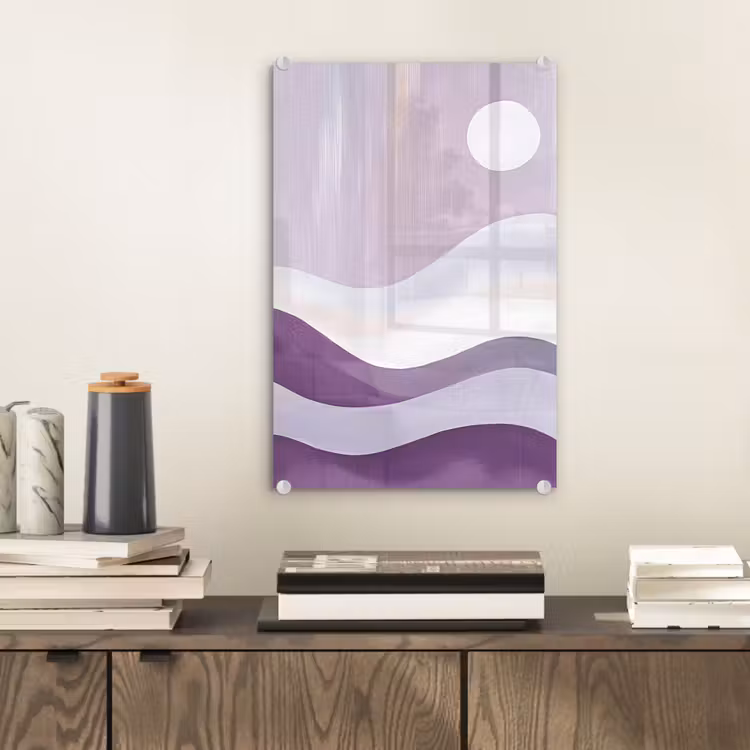 Glas schilderij - Golven - Heuvels - Abstract - Paars — 2