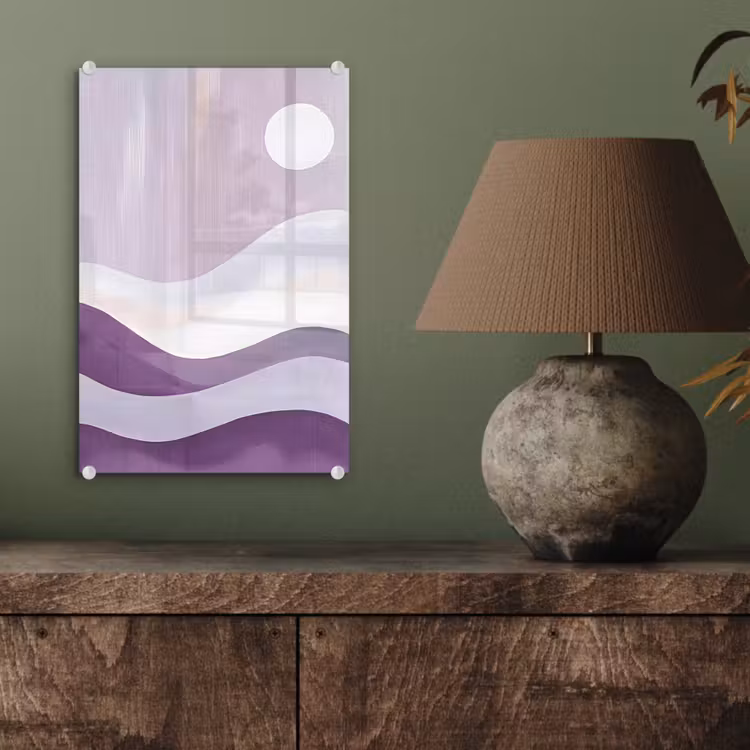 Glas schilderij - Golven - Heuvels - Abstract - Paars — 4