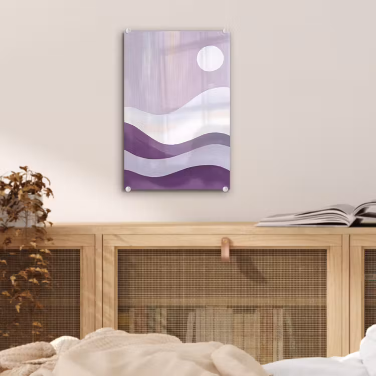 Glas schilderij - Golven - Heuvels - Abstract - Paars — 5