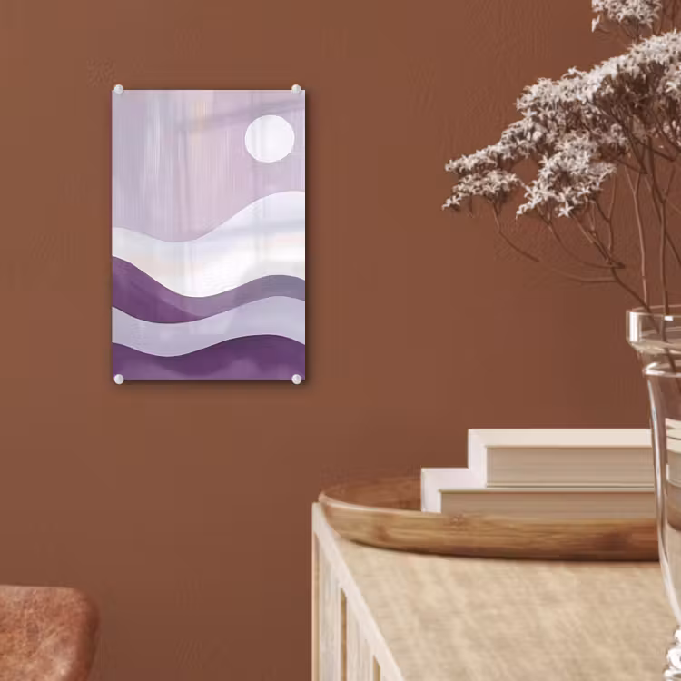 Glas schilderij - Golven - Heuvels - Abstract - Paars — 6
