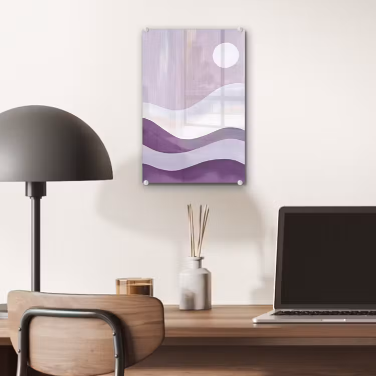 Glas schilderij - Golven - Heuvels - Abstract - Paars — 7