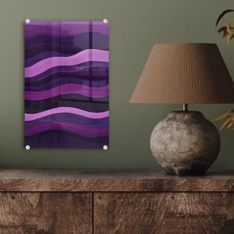 Glas schilderij - Lijnen - Golven - Paars - Abstract — 4
