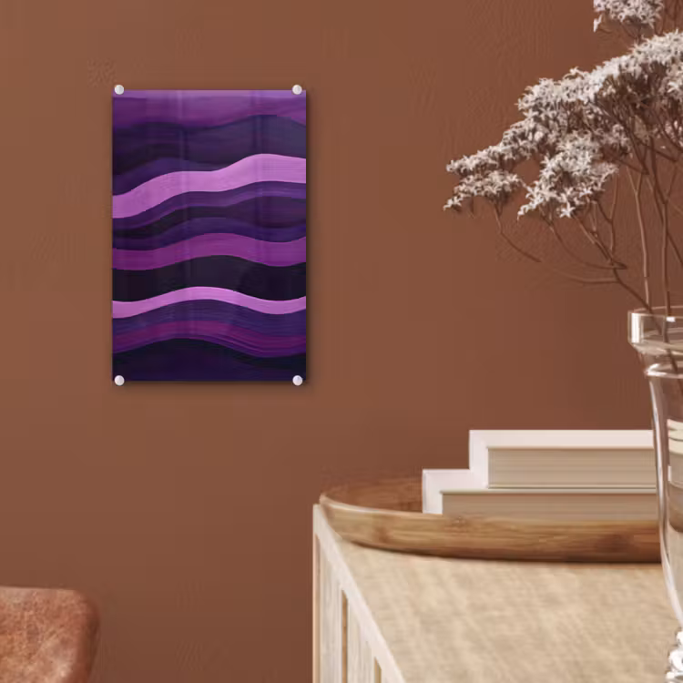 Glas schilderij - Lijnen - Golven - Paars - Abstract — 6