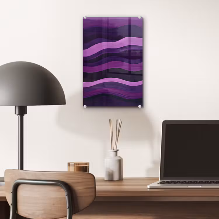 Glas schilderij - Lijnen - Golven - Paars - Abstract — 7