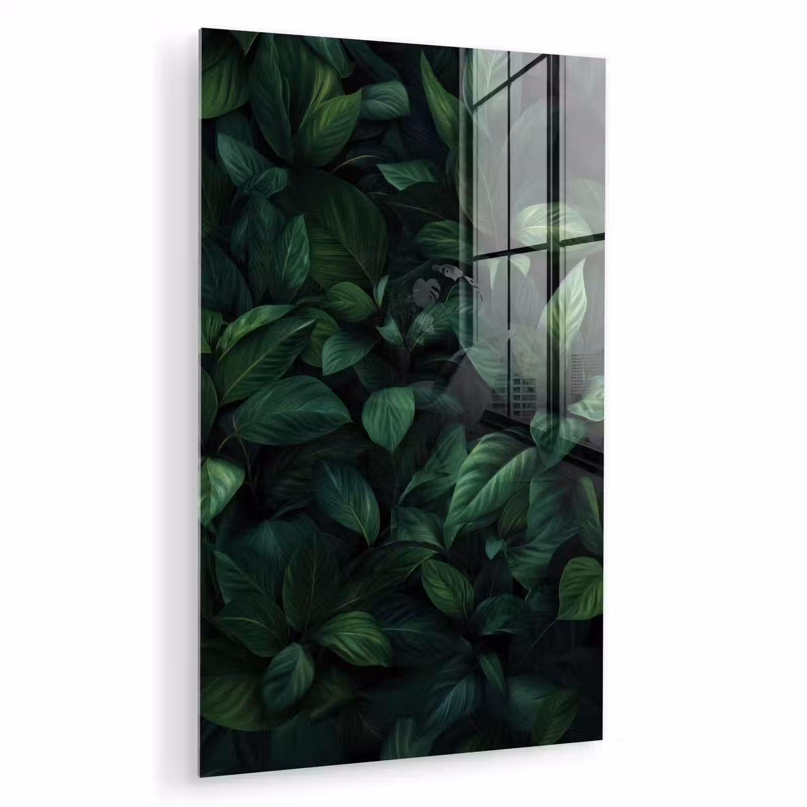 Glas schilderij - Bladeren - Ovaal - Groen - Nerven — 1
