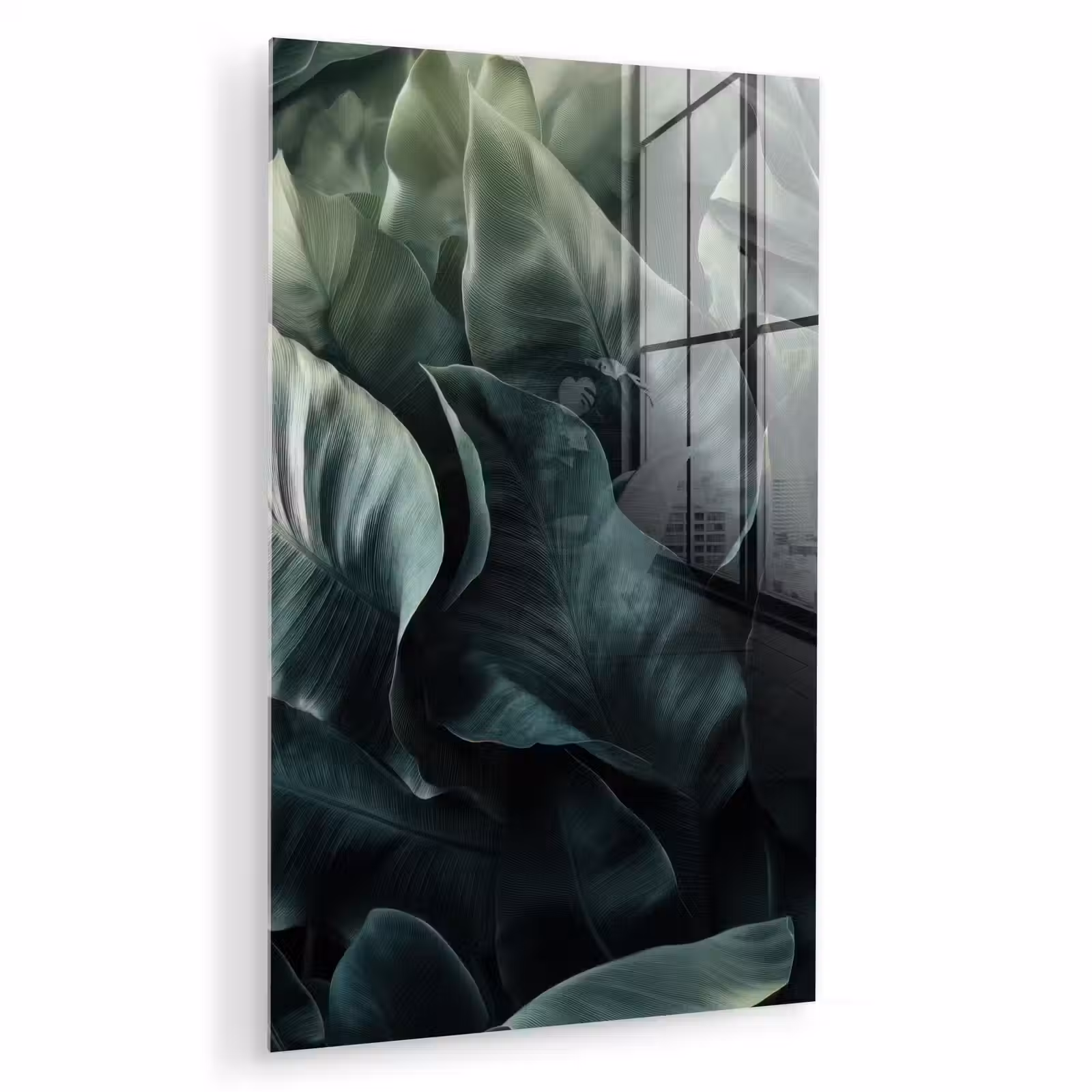 Glas schilderij - Groen - Bladeren - Glad - Nerven — 1