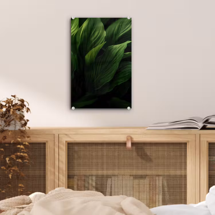 Glas schilderij - Bladeren - Schaduw - Groen - Textuur — 5