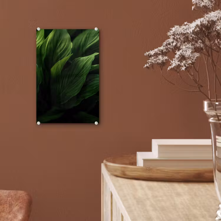 Glas schilderij - Bladeren - Schaduw - Groen - Textuur — 6