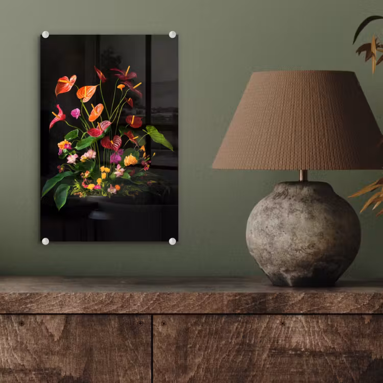 Glas schilderij - Bloemen - Vaas - Kleurrijk — 4