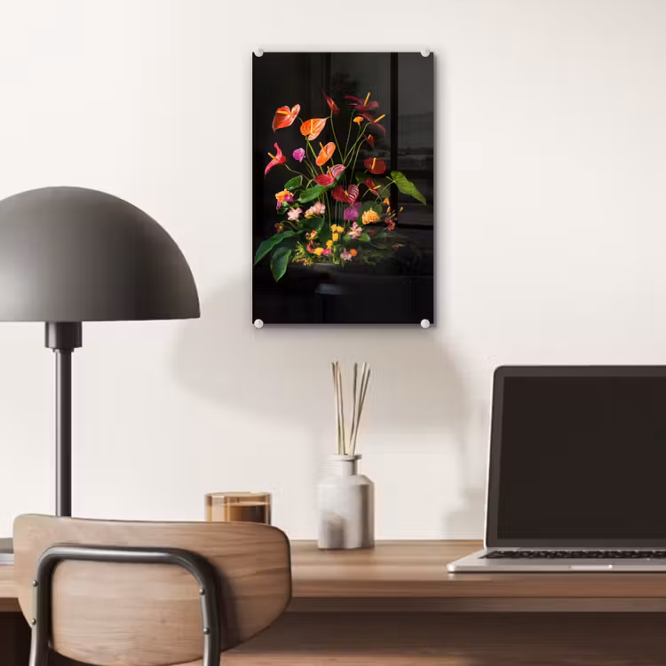 Glas schilderij - Bloemen - Vaas - Kleurrijk — 7