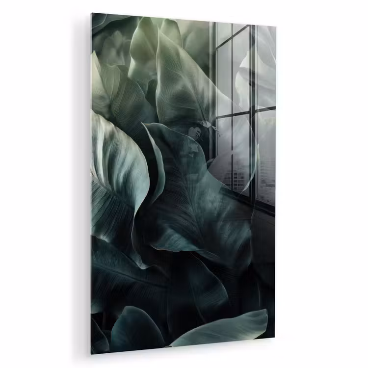 Glas schilderij - Groen - Bladeren - Glad - Nerven — 1