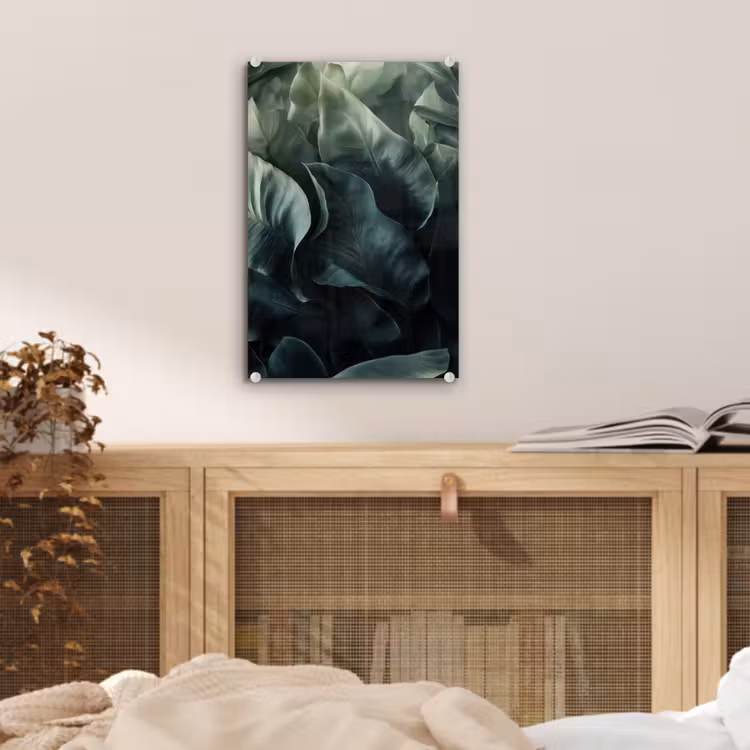 Glas schilderij - Groen - Bladeren - Glad - Nerven — 5