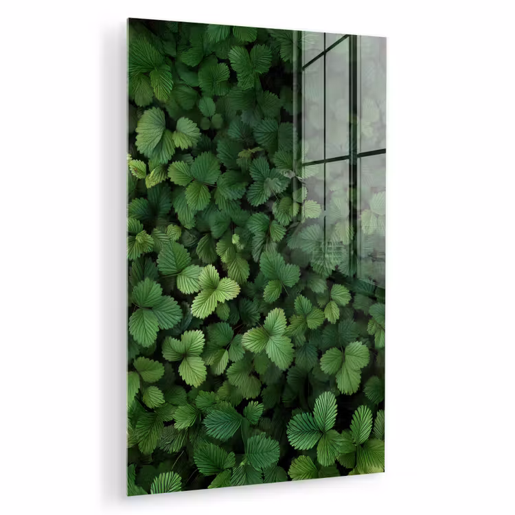Glas schilderij - Groen - Bladeren - Kartel - Zonlicht — 1