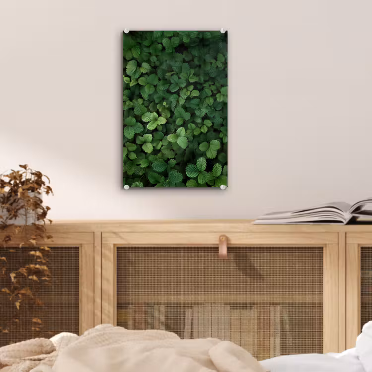 Glas schilderij - Groen - Bladeren - Kartel - Zonlicht — 5
