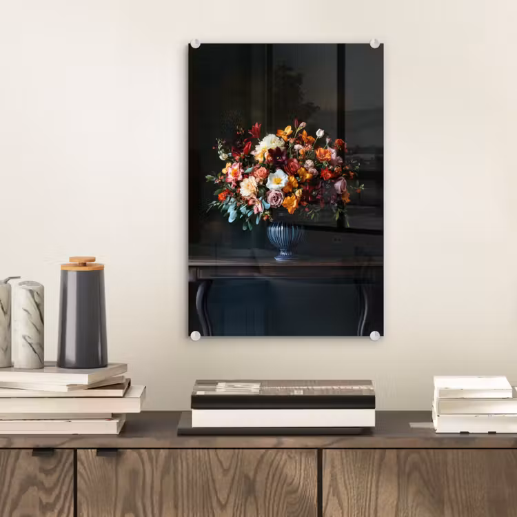Glas schilderij - Groot - Bloemen - Vaas - Boeket — 2