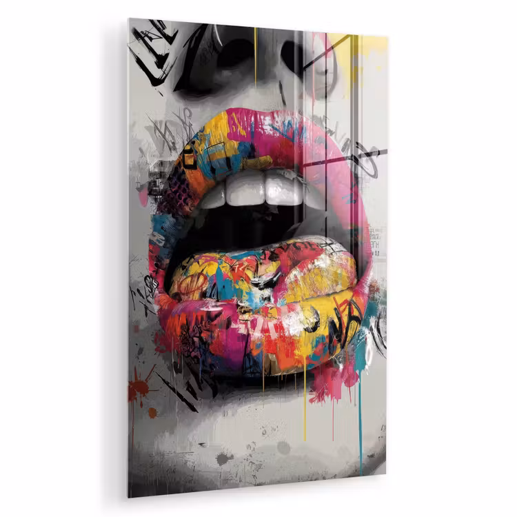 Glas schilderij - Lippen - Graffiti - Expressief — 1
