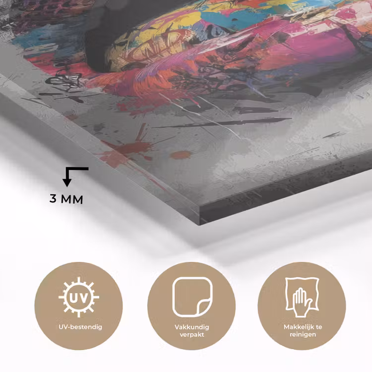 Glas schilderij - Lippen - Graffiti - Expressief — 3