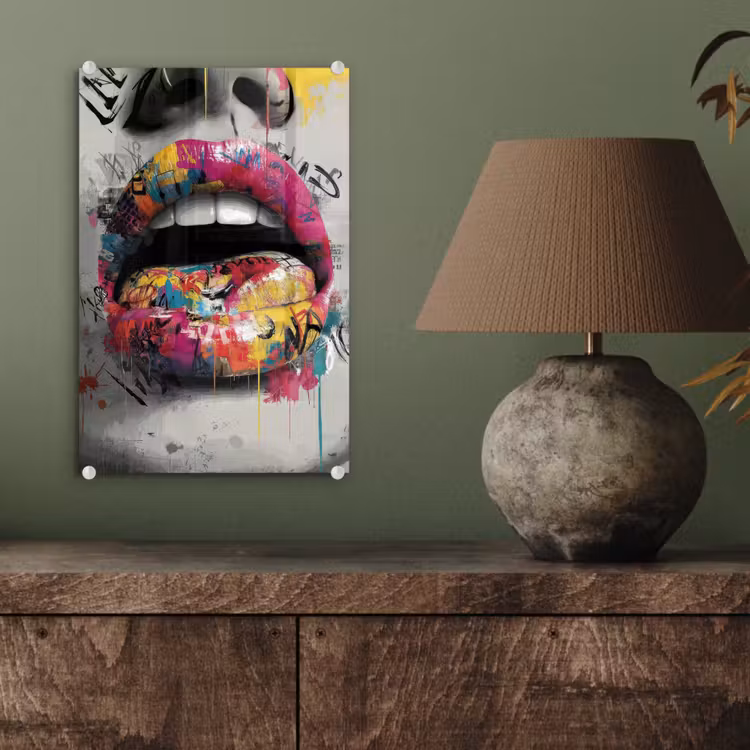 Glas schilderij - Lippen - Graffiti - Expressief — 4
