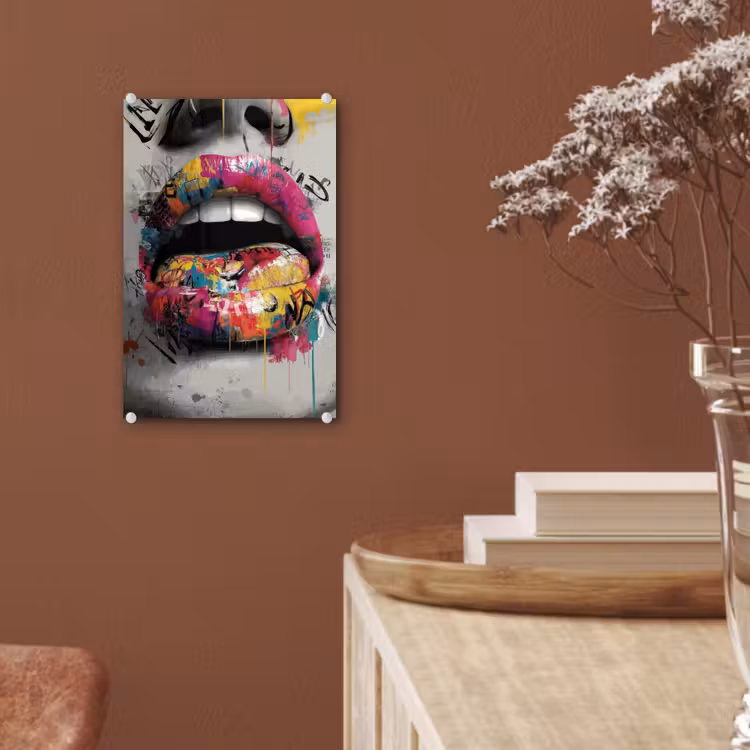 Glas schilderij - Lippen - Graffiti - Expressief — 6