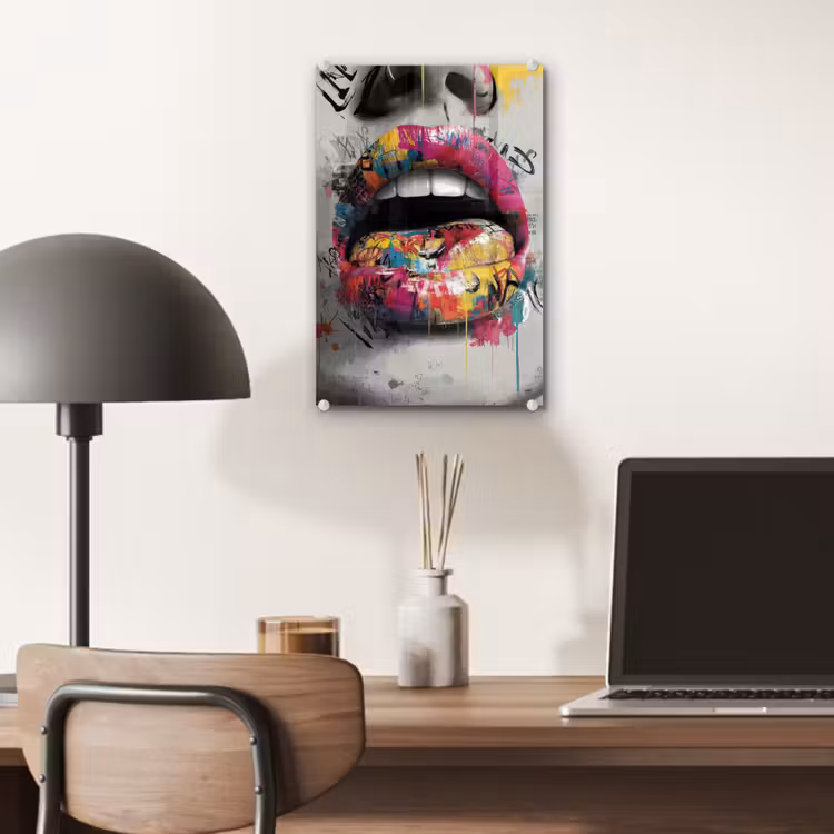 Glas schilderij - Lippen - Graffiti - Expressief — 7