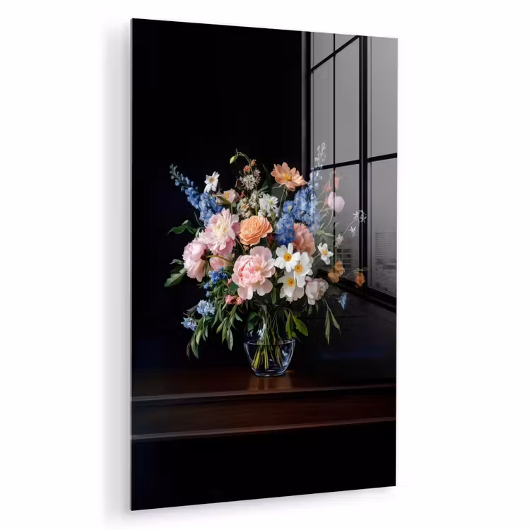 Glas schilderij - Pastel - Bloemen - Glazen - Vaas — 1