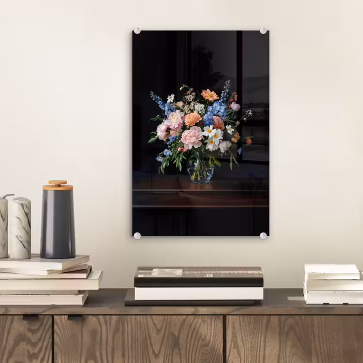 Glas schilderij - Pastel - Bloemen - Glazen - Vaas — 2