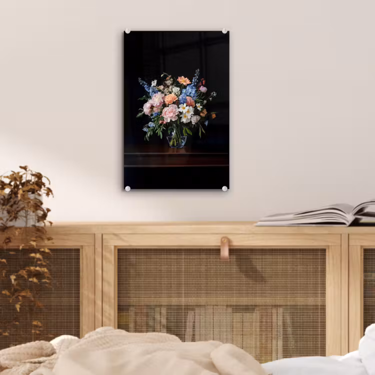 Glas schilderij - Pastel - Bloemen - Glazen - Vaas — 5