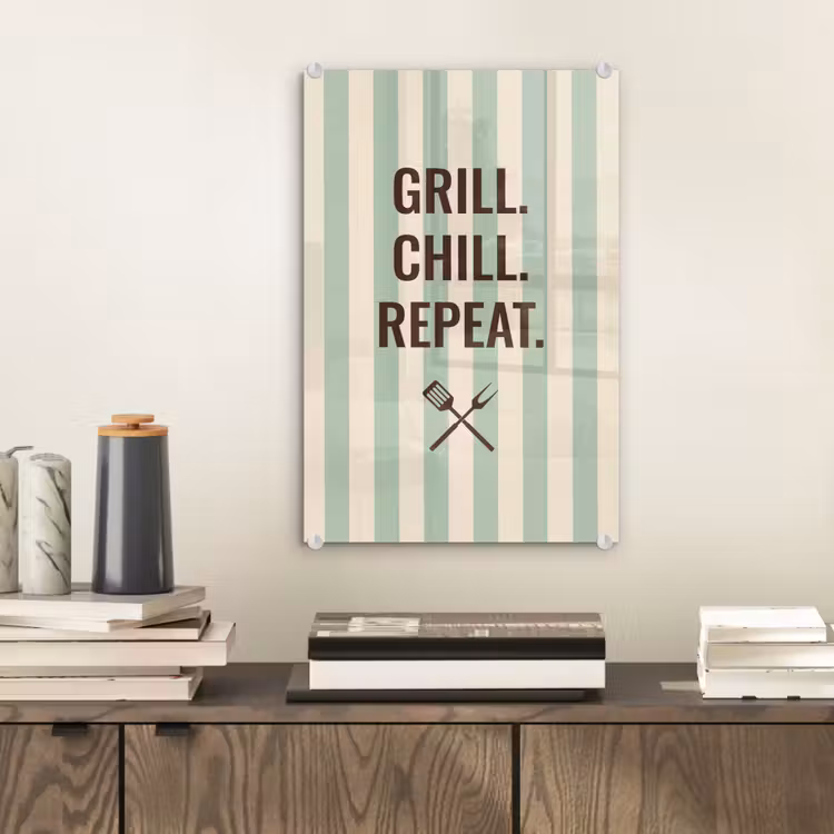 Glas schilderij - Quote - Strepen - Grill — 2