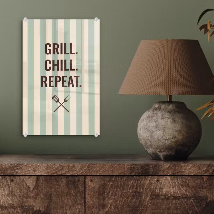 Glas schilderij - Quote - Strepen - Grill — 4