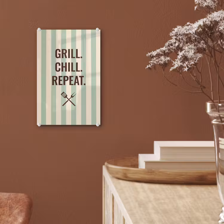 Glas schilderij - Quote - Strepen - Grill — 6