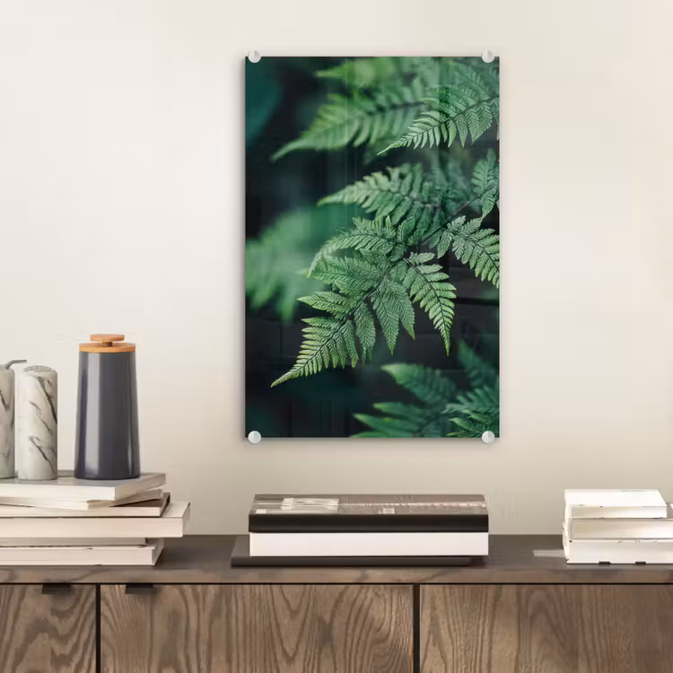 Glas schilderij - Varenblad - Groen - Structuur - Wazig — 2