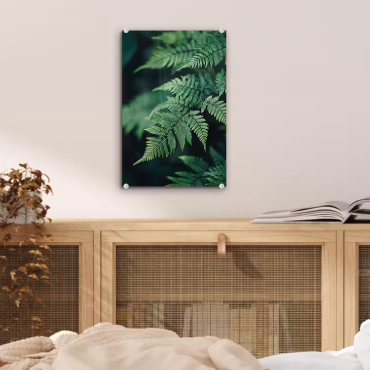 Glas schilderij - Varenblad - Groen - Structuur - Wazig — 5