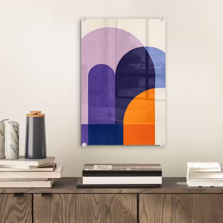 Glas schilderij - Vormen - Abstract - Grafisch - Oranje — 2