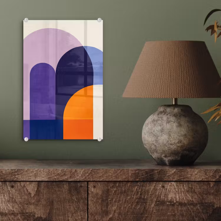 Glas schilderij - Vormen - Abstract - Grafisch - Oranje — 4