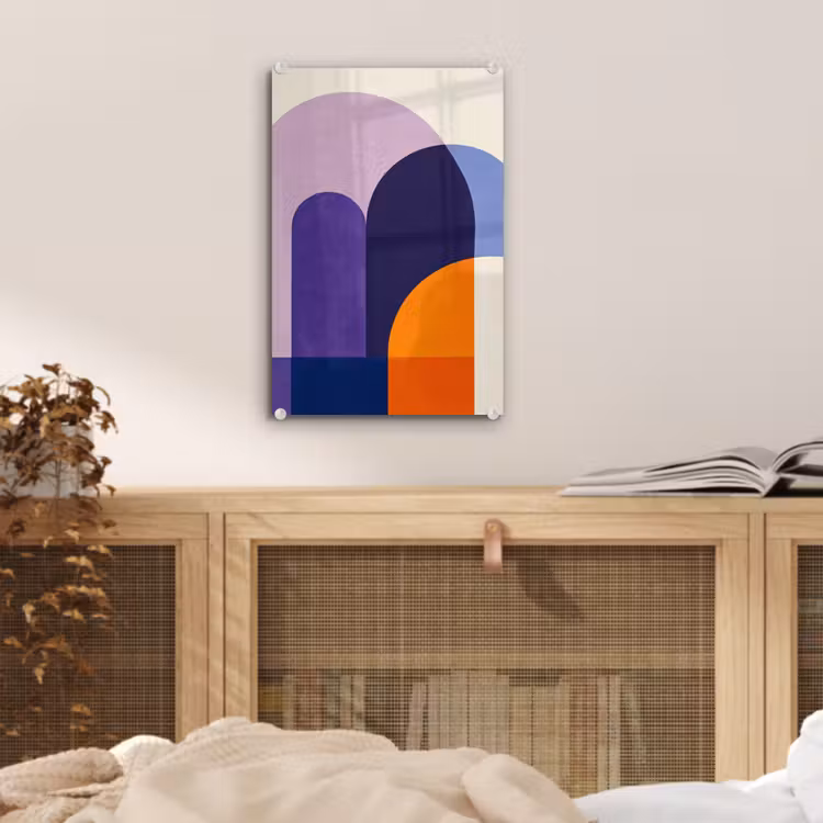 Glas schilderij - Vormen - Abstract - Grafisch - Oranje — 5