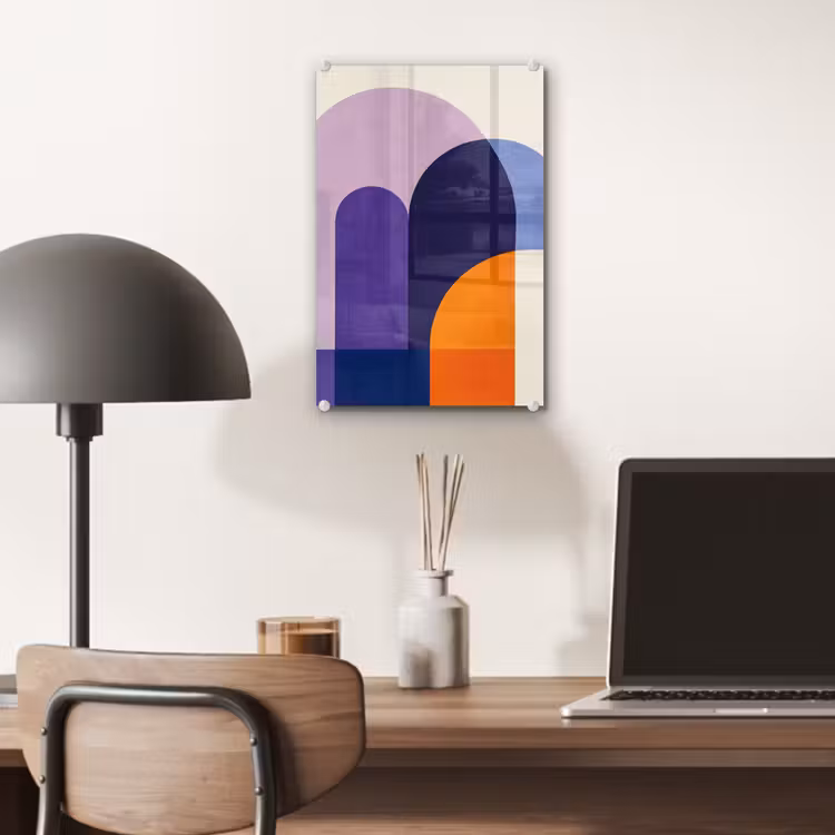 Glas schilderij - Vormen - Abstract - Grafisch - Oranje — 7