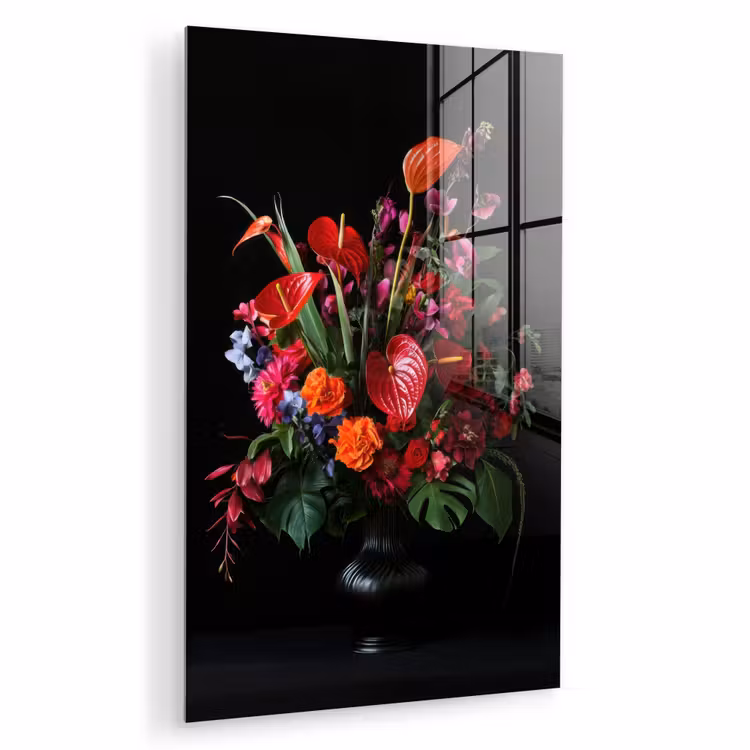 Glas schilderij - Bloemen - Boeket - Sierlijk — 1