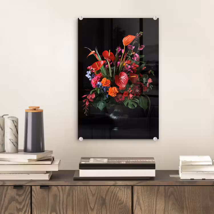 Glas schilderij - Bloemen - Boeket - Sierlijk — 2