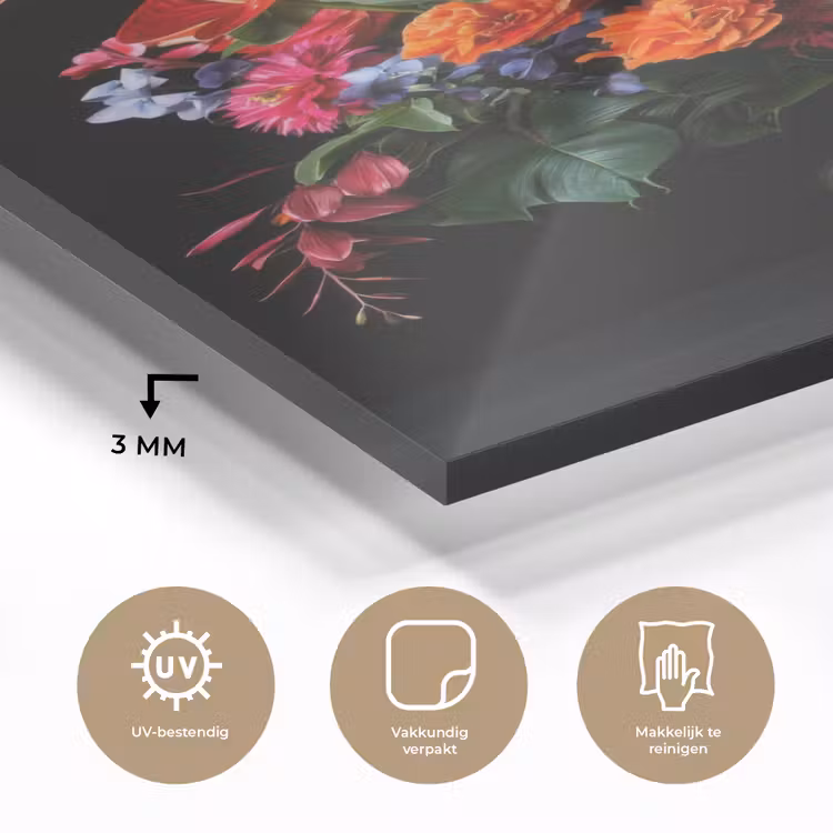 Glas schilderij - Bloemen - Boeket - Sierlijk — 3