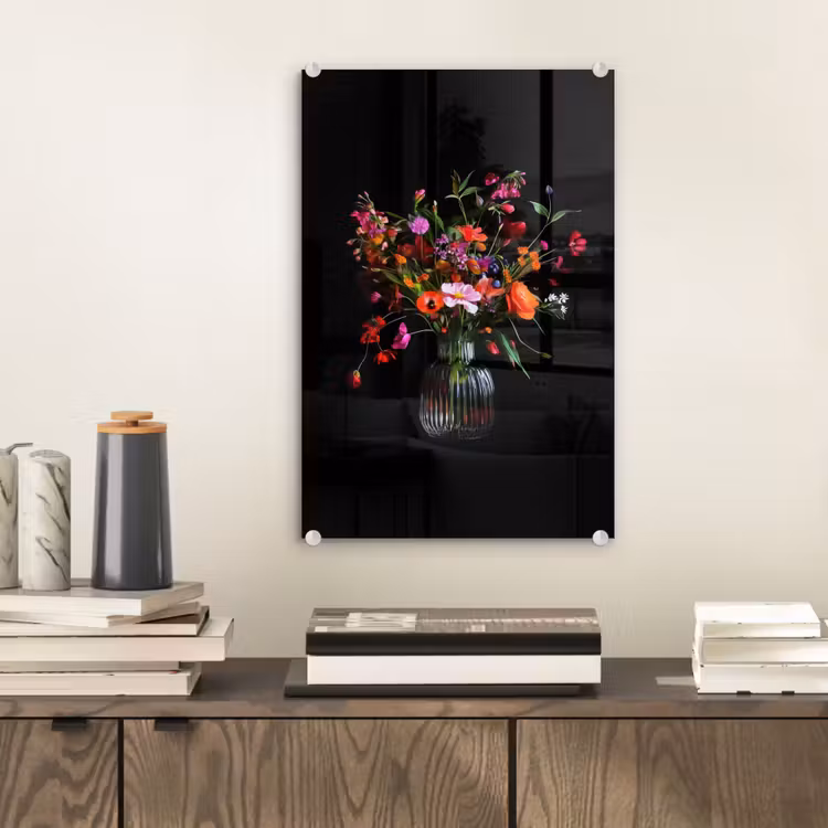 Glas schilderij - Boeket - Veldbloemen - Vaas — 2